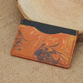 Porte Cartes Silla Artiste en cuir marbré- Pièce Unique n°357