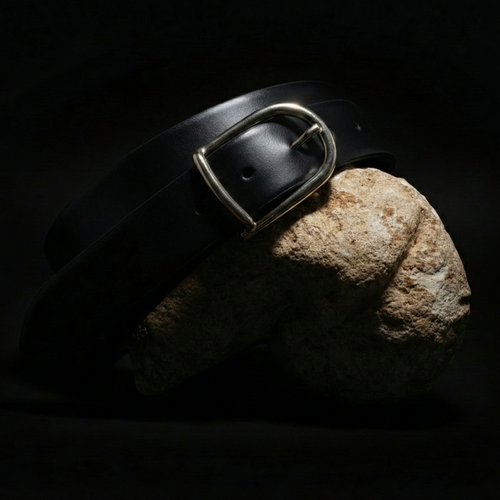 Ceinture Française Cuir Pleine Fleur Bazo Noir