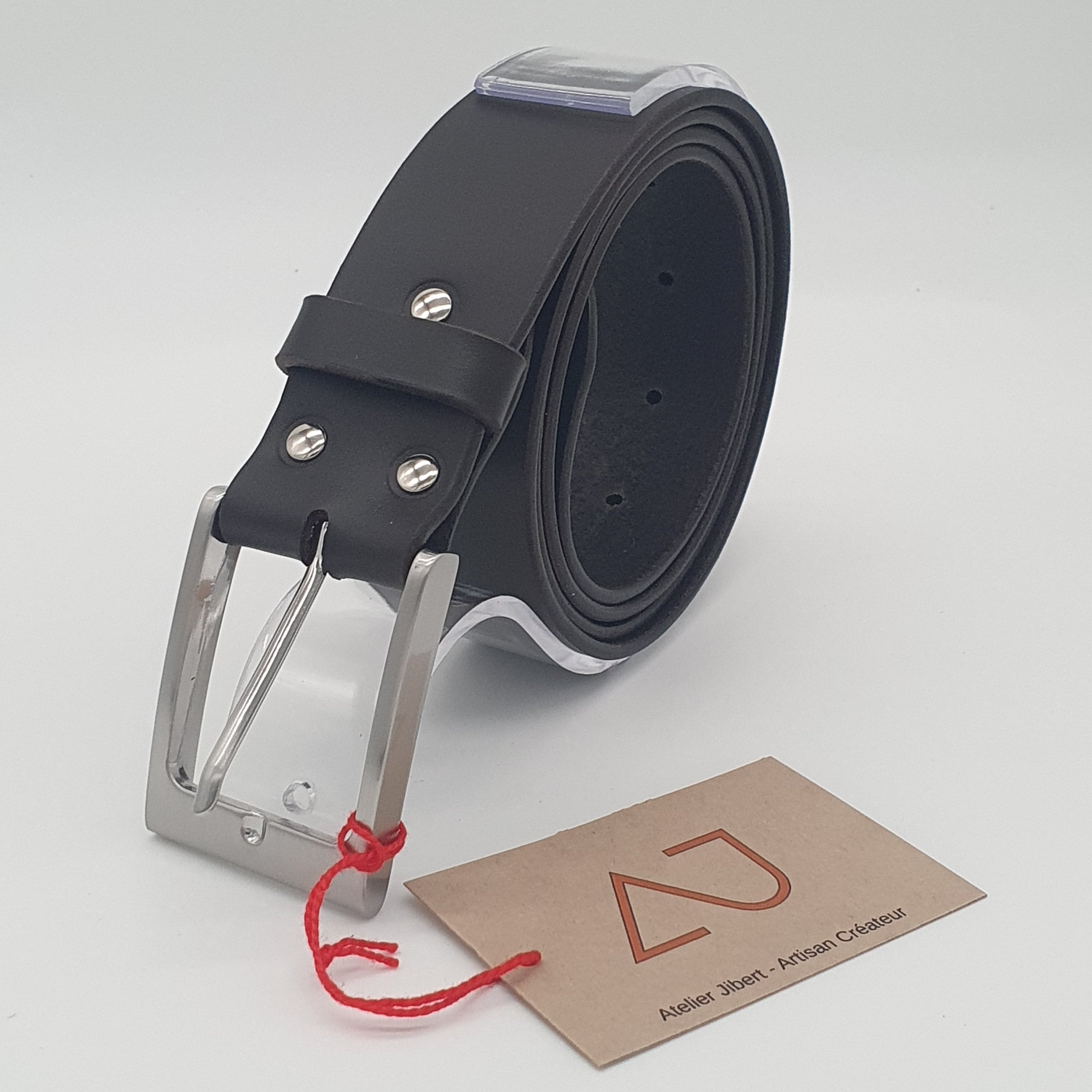 Ceinture Française Cuir Pleine Fleur BELCODON Noir