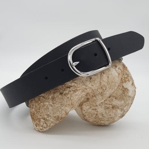 Ceinture Française Cuir Pleine Fleur Blodelim Noir