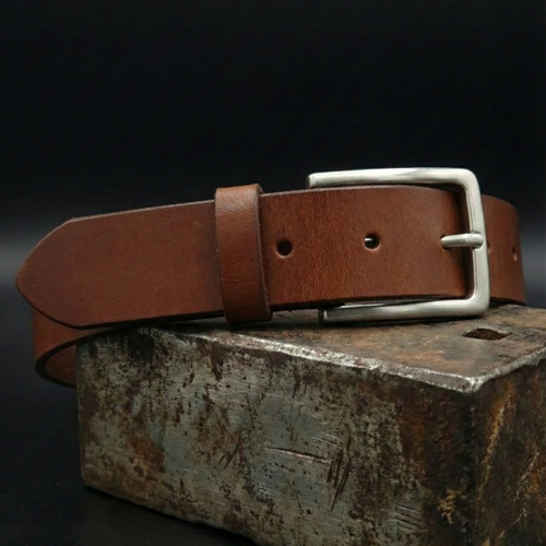 Ceinture Cuir Pleine Fleur Domessy Fauve