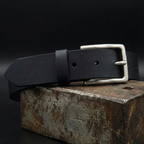 Ceinture Cuir Pleine Fleur Domessy Noir