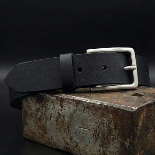 Ceinture Cuir Pleine Fleur Domessy Noir