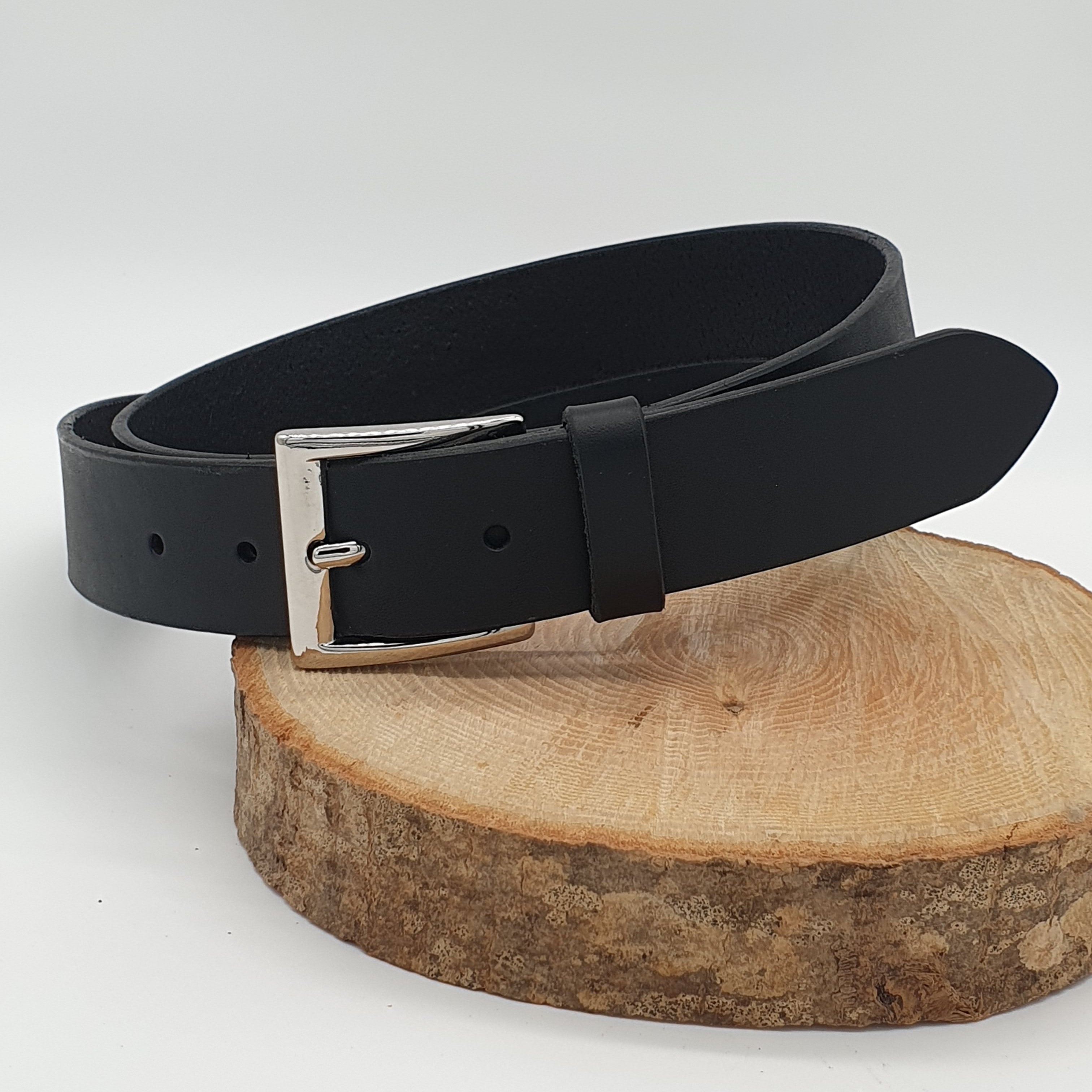 Ceinture Française Cuir Pleine Fleur Dortin Noir