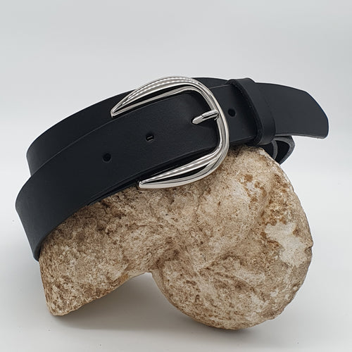 Ceinture Française Cuir Pleine Fleur Janui Noir