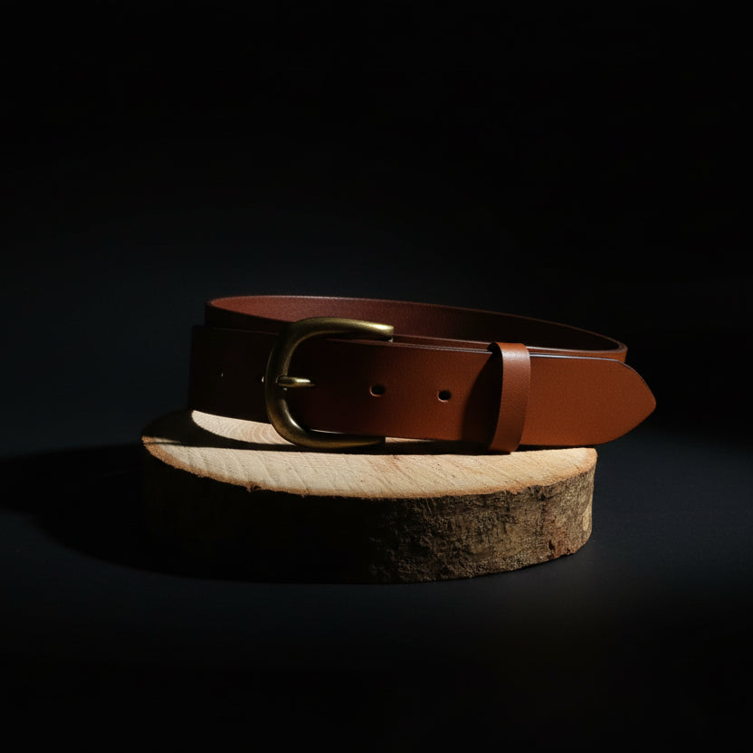 Ceinture Française Cuir Pleine Fleur May Fauve