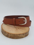 Ceinture Française Cuir Pleine Fleur Mira Fauve