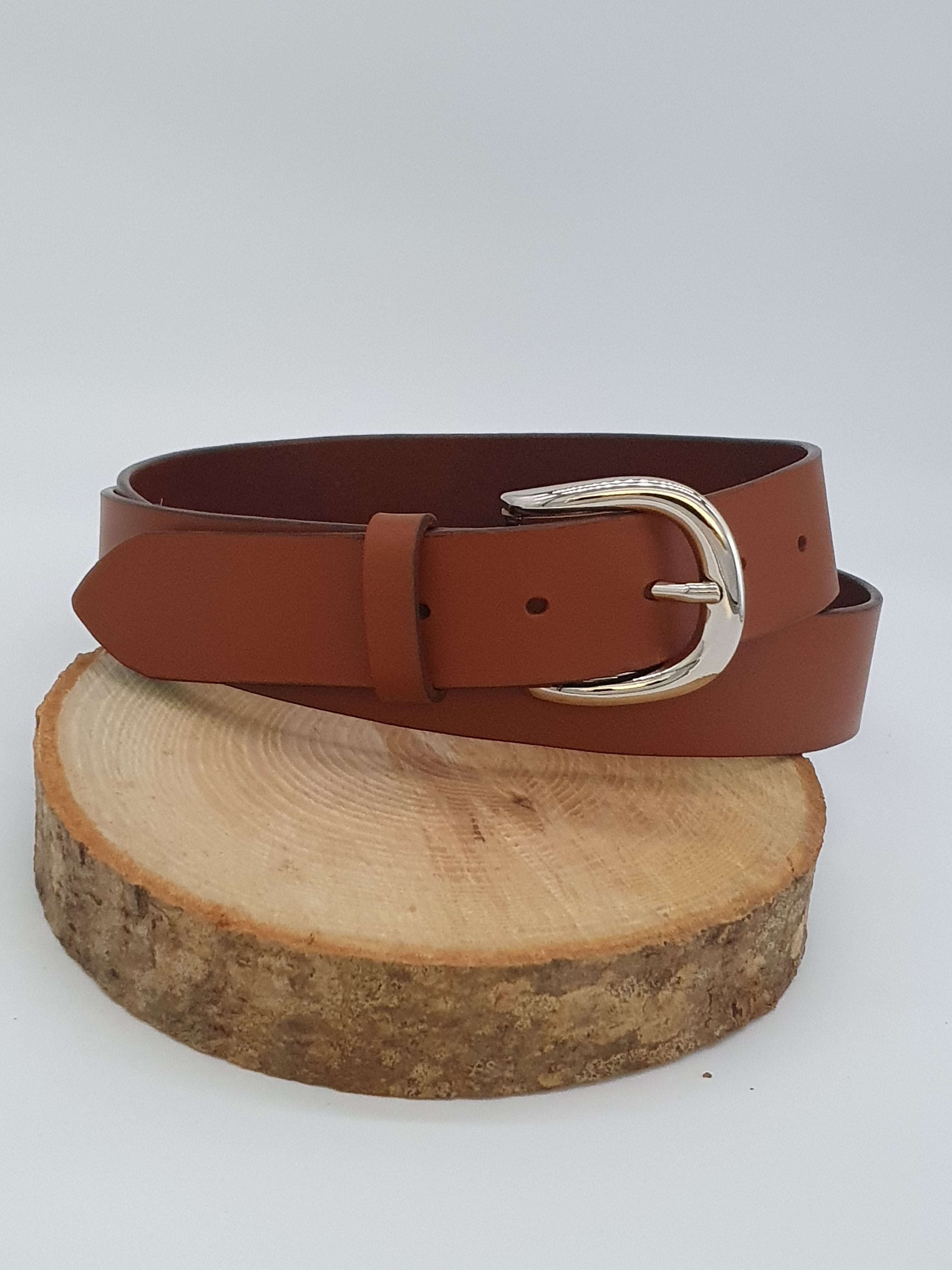 Ceinture Française Cuir Pleine Fleur Mira Fauve