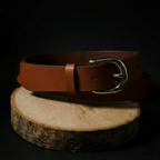 Ceinture Française Cuir Pleine Fleur Mira Fauve