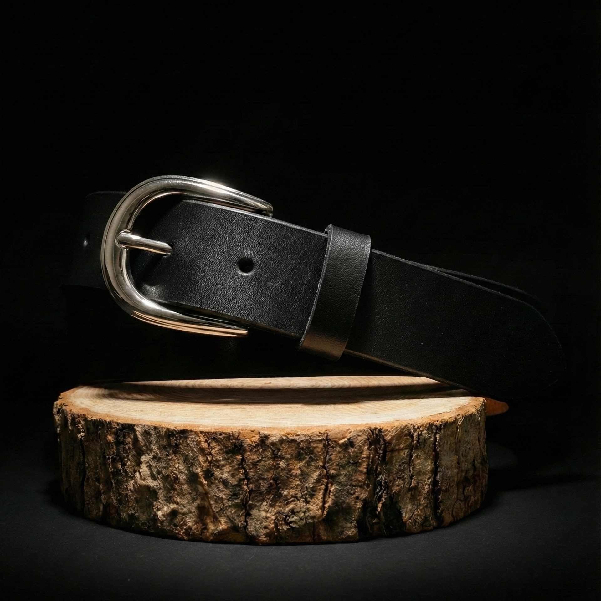 Ceinture Française Cuir Pleine Fleur Mira Noir