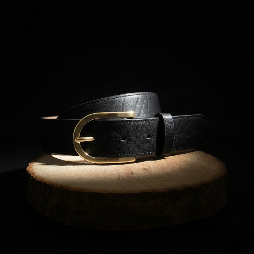 Ceinture Cuir Pleine Fleur Victoria Noir