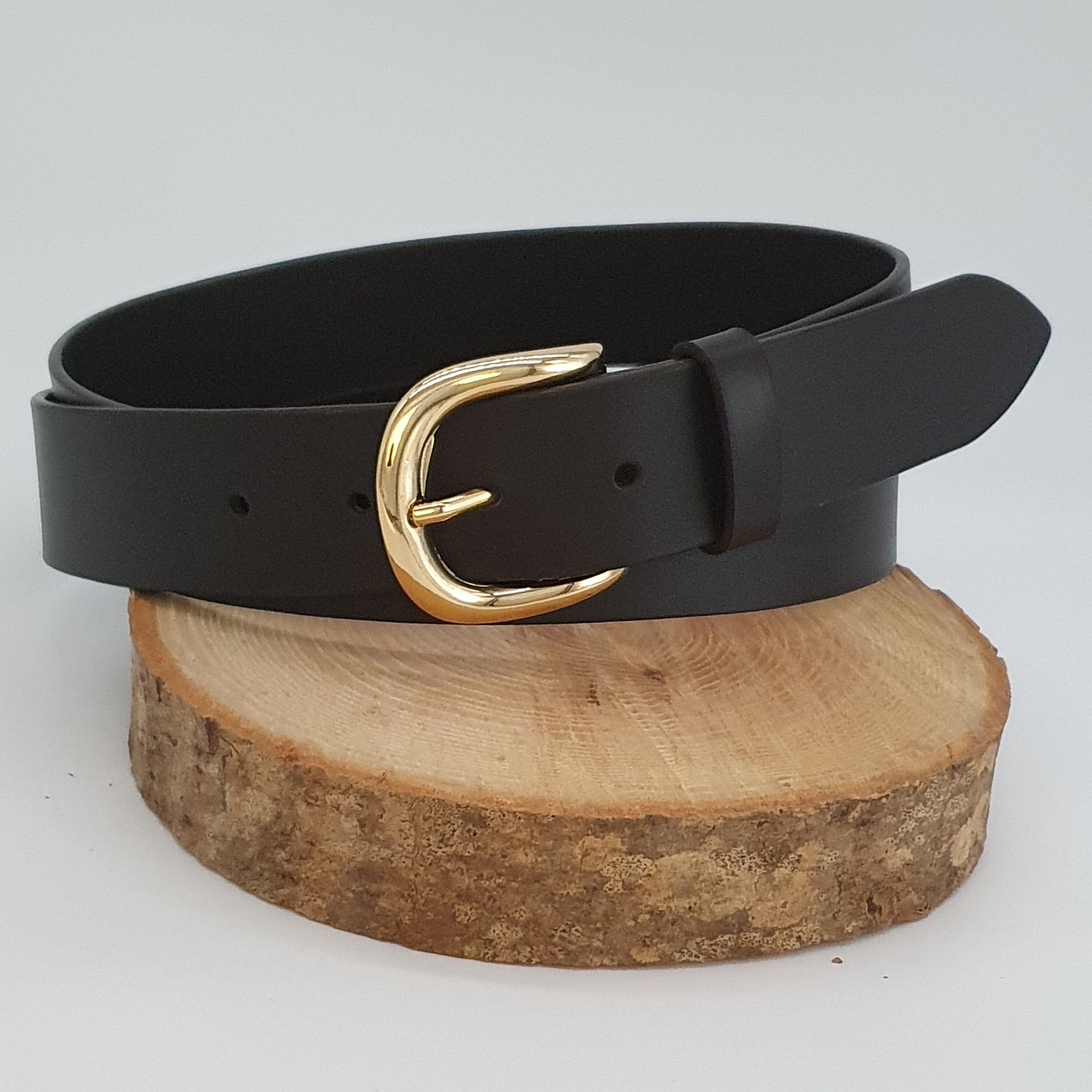 Ceinture Française Cuir Pleine Fleur Volga Noir